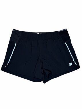 New Balance Running Shorts Women’s 2XL Black Lined Reflective Zip Pocket Run